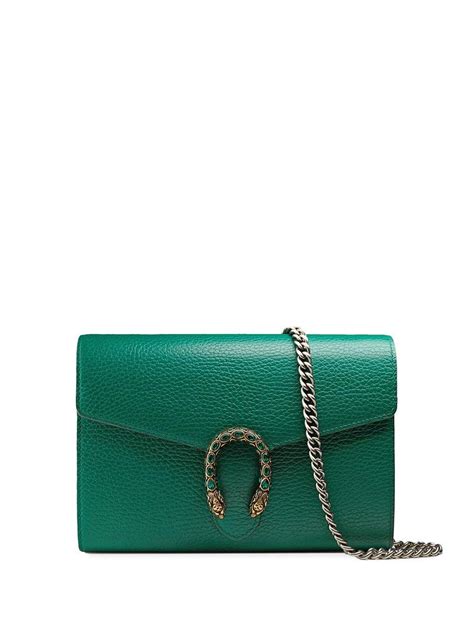 gucci dionysus leather mini chain bag green